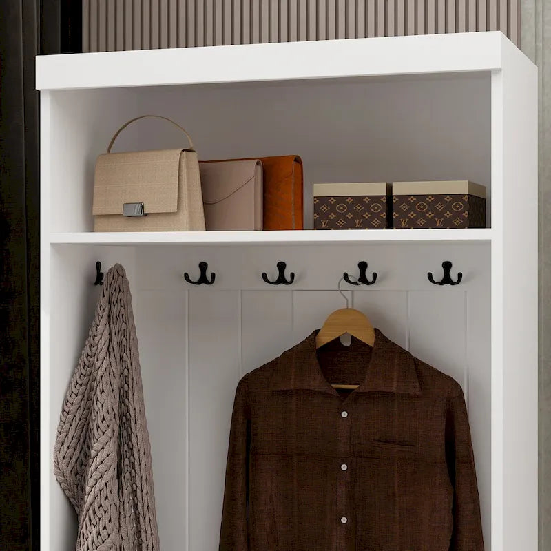 Ensemble porte-manteaux d'entrée, banc de rangement, organisateur de placard, portant à vêtements