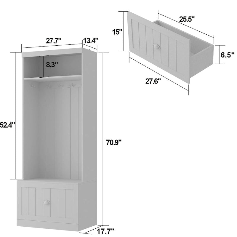 Ensemble porte-manteaux d'entrée, banc de rangement, organisateur de placard, portant à vêtements