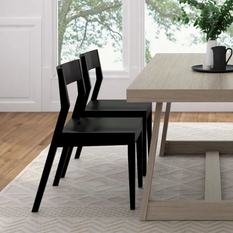 Chaise de salle à manger moderne en bois massif Plank and Beam - Lot de 2