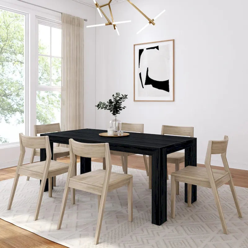 Chaise de salle à manger moderne en bois massif Plank and Beam - Lot de 2