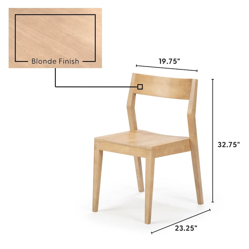 Chaise de salle à manger moderne en bois massif Plank and Beam - Lot de 2