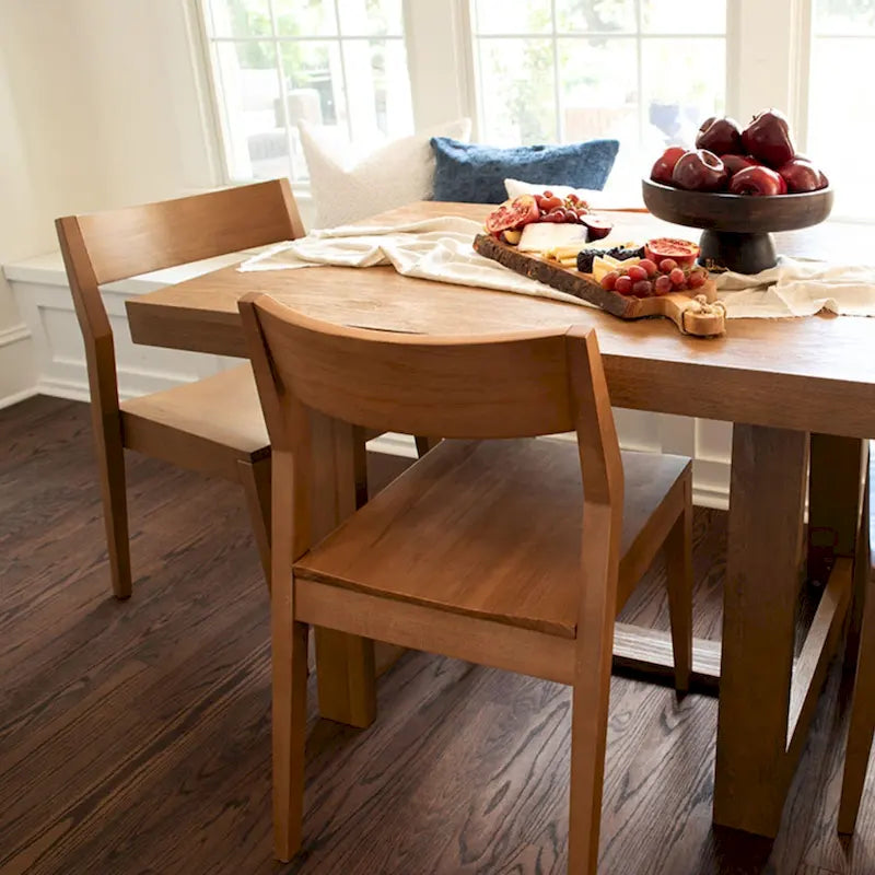 Chaise de salle à manger moderne en bois massif Plank and Beam - Lot de 2