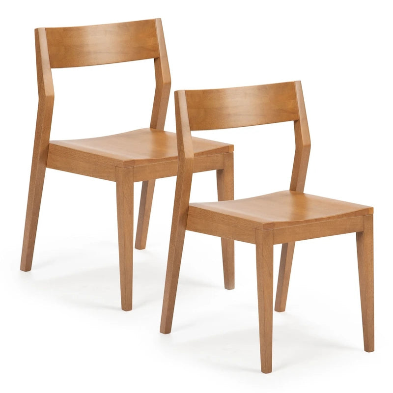 Chaise de salle à manger moderne en bois massif Plank and Beam - Lot de 2