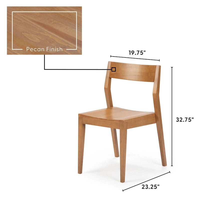 Chaise de salle à manger moderne en bois massif Plank and Beam - Lot de 2
