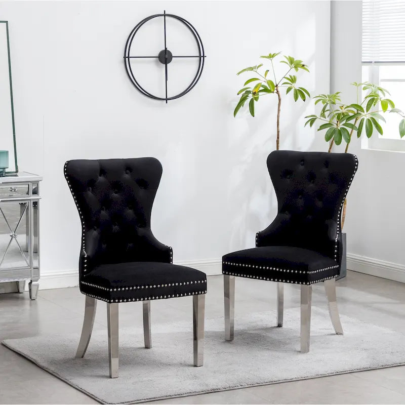 Fauteuil Montura en velours capitonné de Roundhill Furniture (lot de 2)