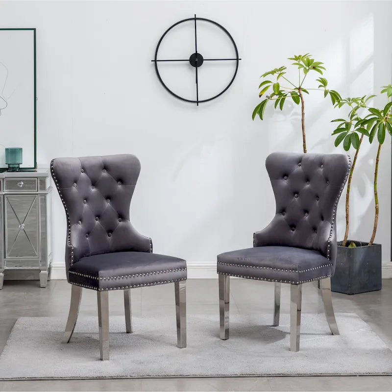 Fauteuil Montura en velours capitonné de Roundhill Furniture (lot de 2)
