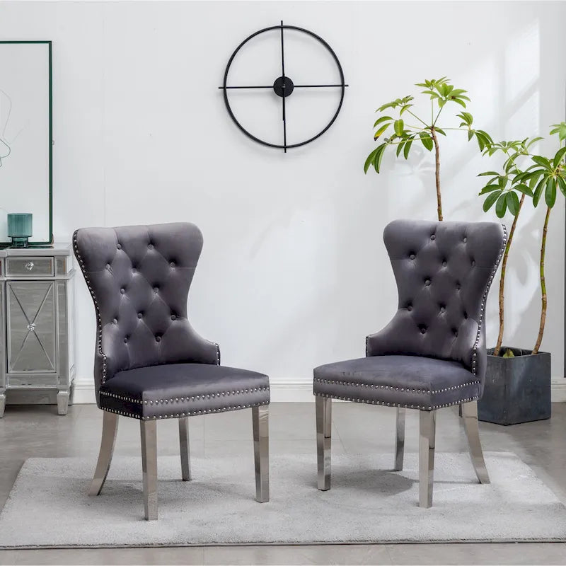 Fauteuil Montura en velours capitonné de Roundhill Furniture (lot de 2)