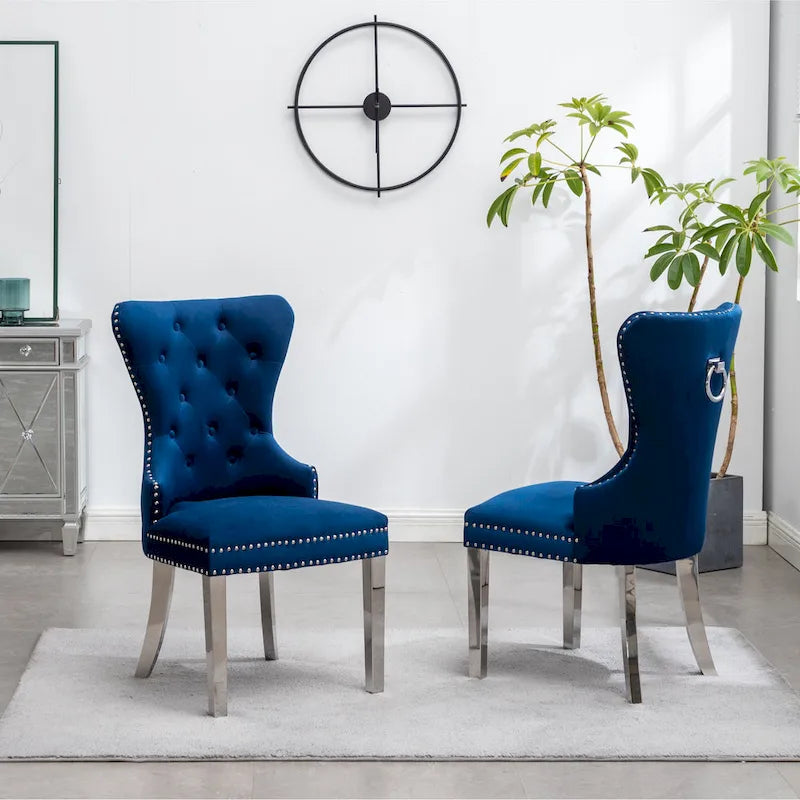 Fauteuil Montura en velours capitonné de Roundhill Furniture (lot de 2)