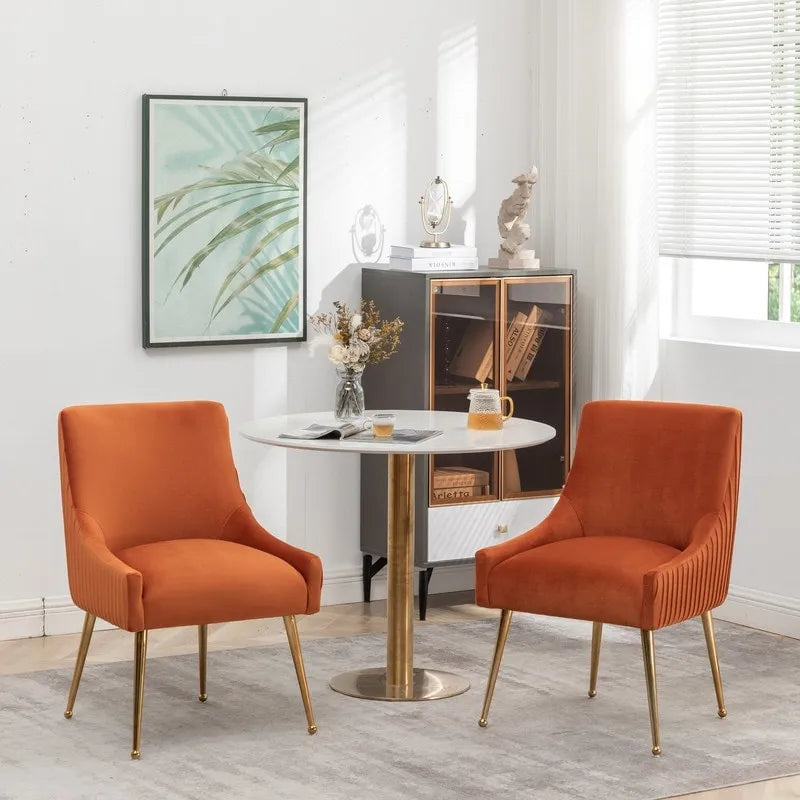 SEYNAR Ensemble de 6 chaises de salle à manger ou de coiffeuse modernes et glamour en velours bouclé plissé avec poignée arrière