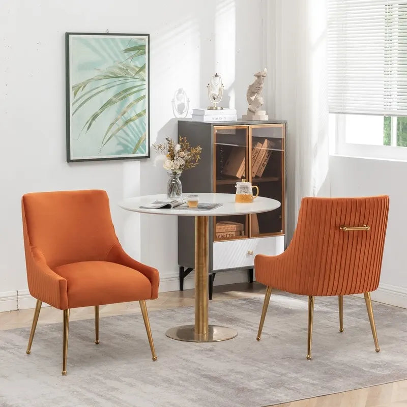 SEYNAR Ensemble de 6 chaises de salle à manger ou de coiffeuse modernes et glamour en velours bouclé plissé avec poignée arrière