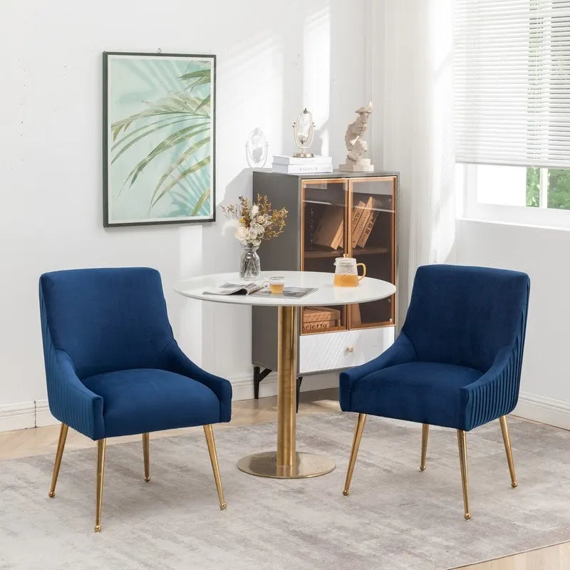 SEYNAR Ensemble de 6 chaises de salle à manger ou de coiffeuse modernes et glamour en velours bouclé plissé avec poignée arrière