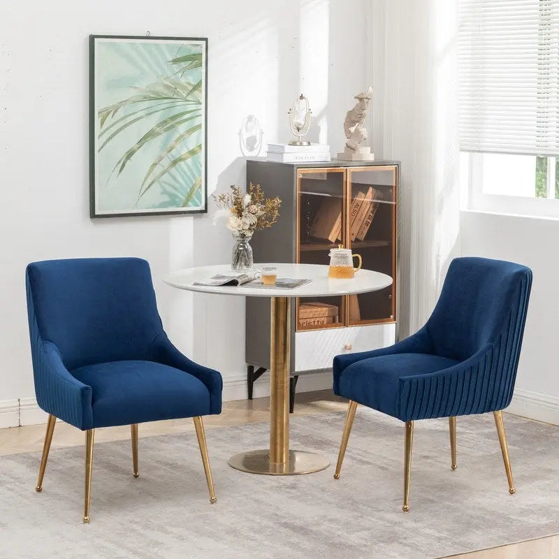 SEYNAR Ensemble de 6 chaises de salle à manger ou de coiffeuse modernes et glamour en velours bouclé plissé avec poignée arrière