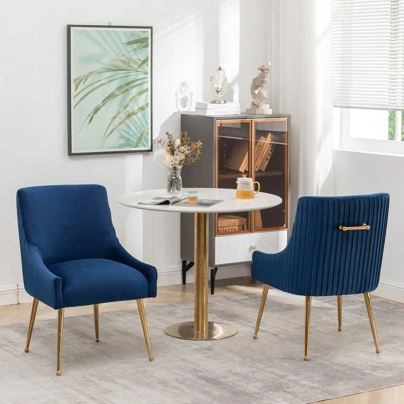 SEYNAR Ensemble de 6 chaises de salle à manger ou de coiffeuse modernes et glamour en velours bouclé plissé avec poignée arrière