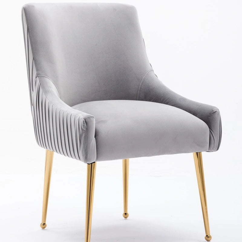 SEYNAR Ensemble de 6 chaises de salle à manger ou de coiffeuse modernes et glamour en velours bouclé plissé avec poignée arrière