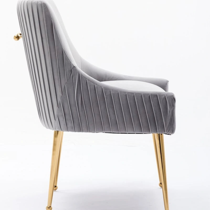 SEYNAR Ensemble de 6 chaises de salle à manger ou de coiffeuse modernes et glamour en velours bouclé plissé avec poignée arrière