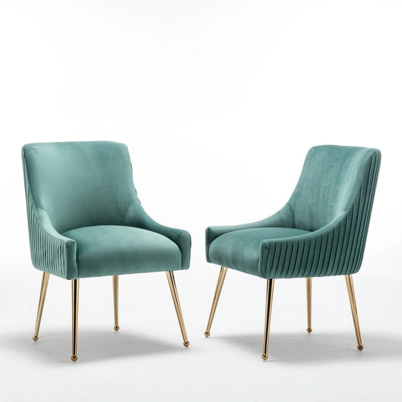 SEYNAR Ensemble de 6 chaises de salle à manger ou de coiffeuse modernes et glamour en velours bouclé plissé avec poignée arrière