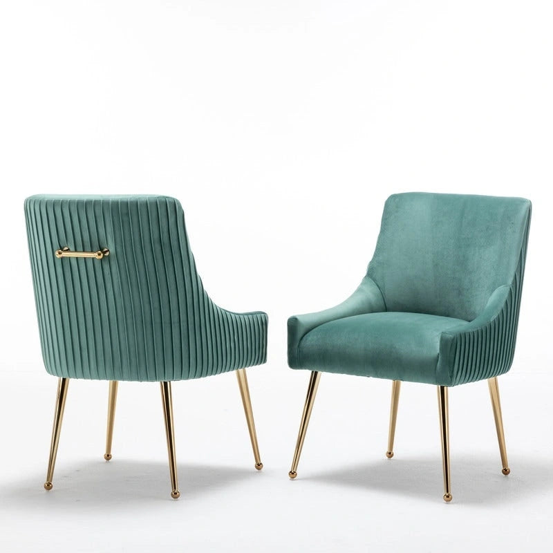 SEYNAR Ensemble de 6 chaises de salle à manger ou de coiffeuse modernes et glamour en velours bouclé plissé avec poignée arrière