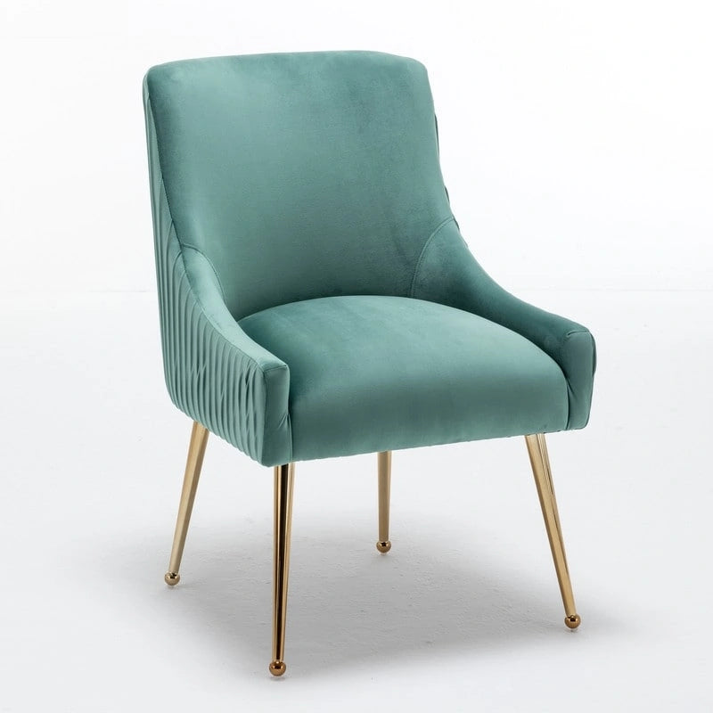 SEYNAR Ensemble de 6 chaises de salle à manger ou de coiffeuse modernes et glamour en velours bouclé plissé avec poignée arrière