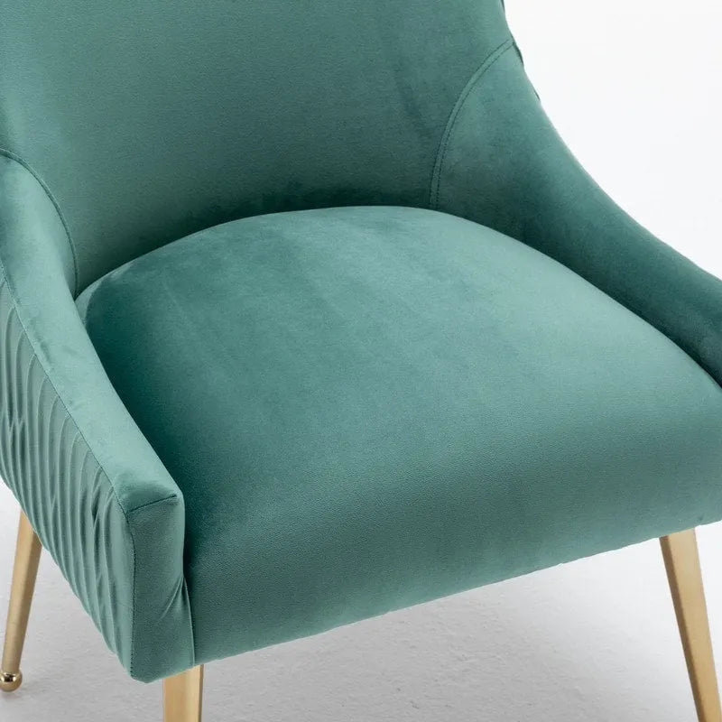 SEYNAR Ensemble de 6 chaises de salle à manger ou de coiffeuse modernes et glamour en velours bouclé plissé avec poignée arrière