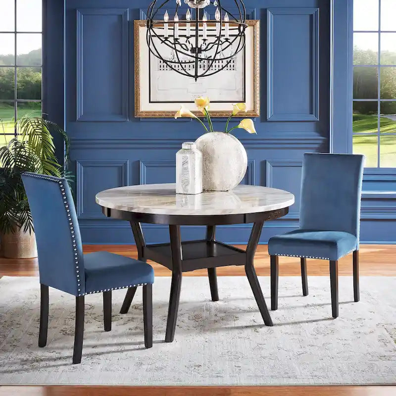 Chaises de salle à manger Balmforth à clous décoratifs en velours (lot de 2) par iNSPIRE Q Classic