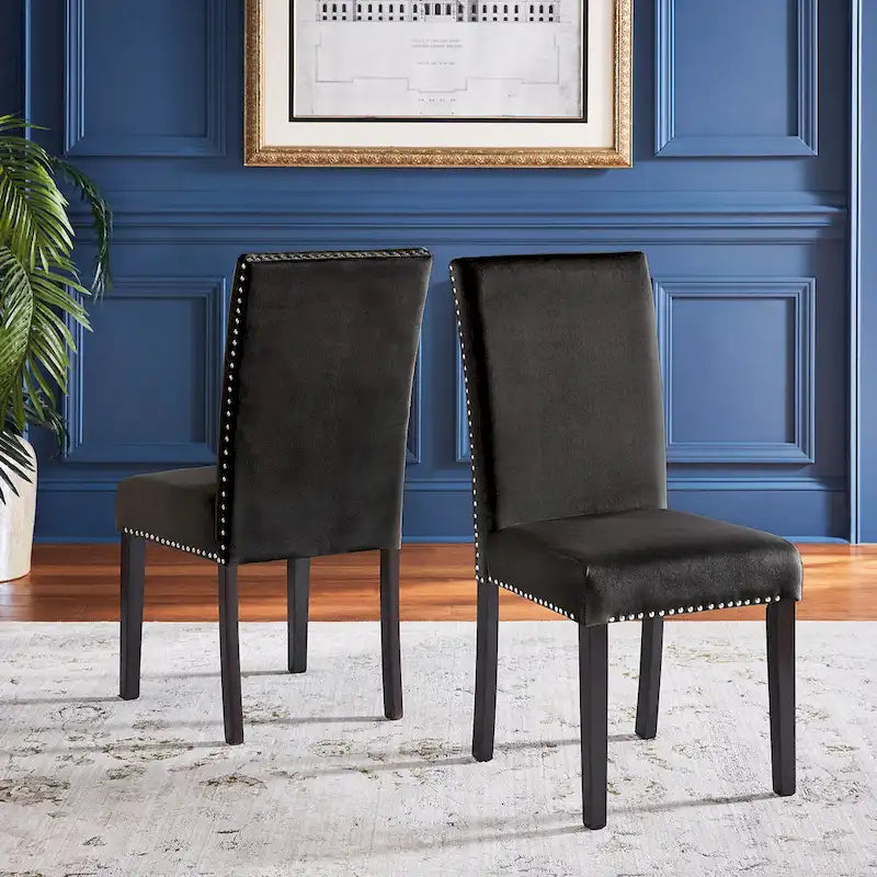 Chaises de salle à manger Balmforth à clous décoratifs en velours (lot de 2) par iNSPIRE Q Classic