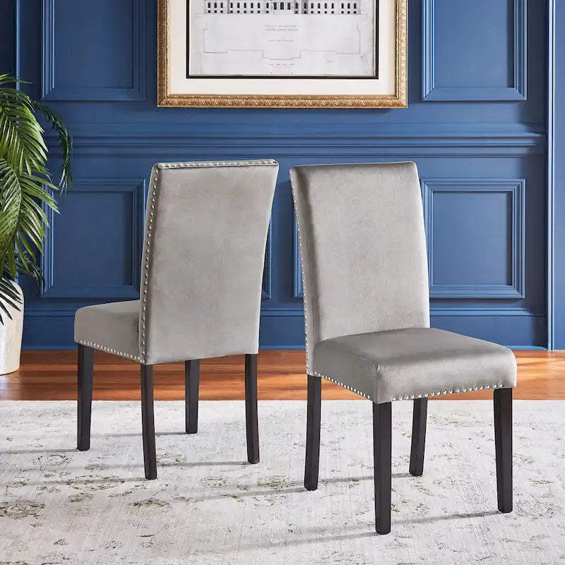 Chaises de salle à manger Balmforth à clous décoratifs en velours (lot de 2) par iNSPIRE Q Classic