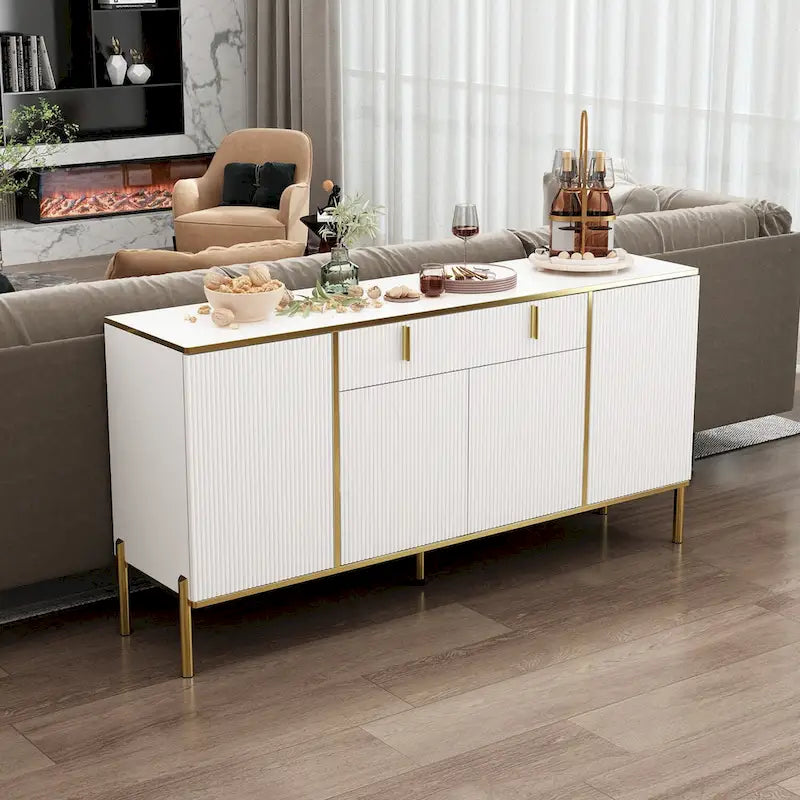 Buffet de cuisine Timechee à 4 portes et 2 tiroirs supérieurs, meuble de rangement d'appoint