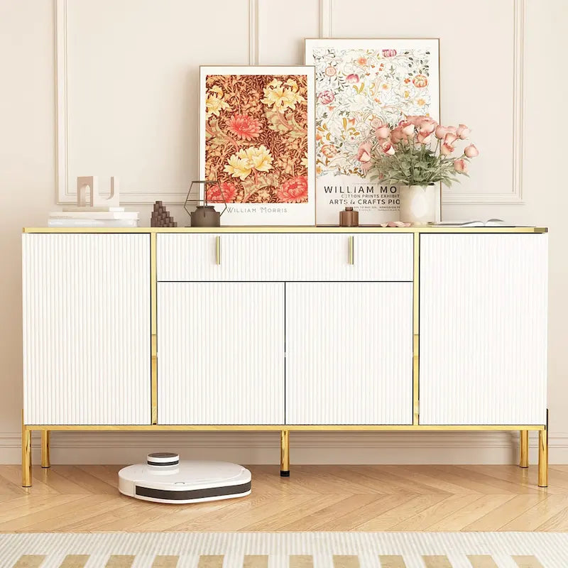 Buffet de cuisine Timechee à 4 portes et 2 tiroirs supérieurs, meuble de rangement d'appoint