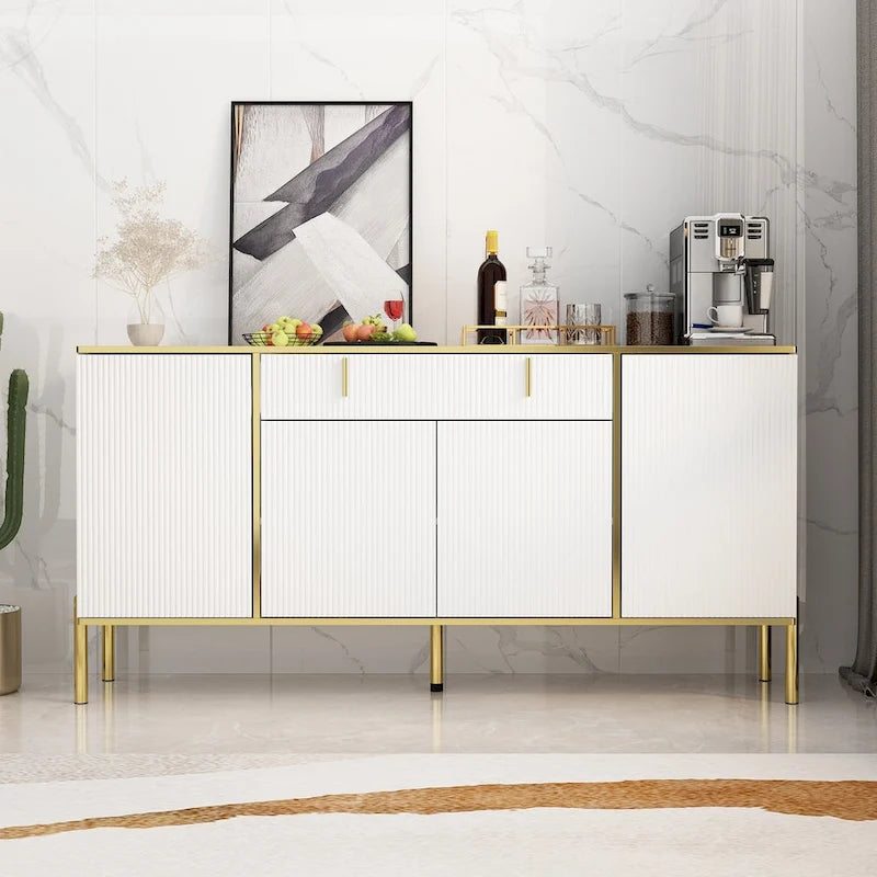 Buffet de cuisine Timechee à 4 portes et 2 tiroirs supérieurs, meuble de rangement d'appoint