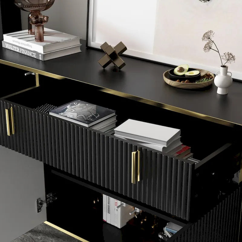 Buffet de cuisine Timechee à 4 portes et 2 tiroirs supérieurs, meuble de rangement d'appoint