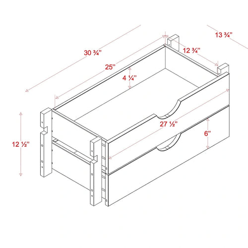 Kit de rangement modulaire à 2 tiroirs pour garde-manger de cuisine, 100 % bois massif, par Palace Imports