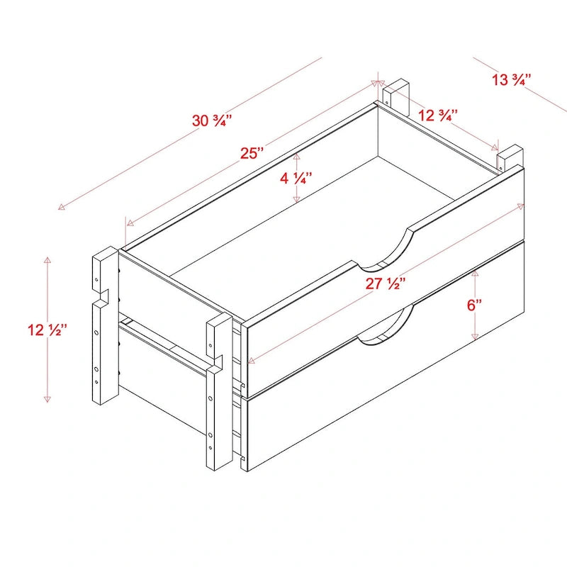 Kit de rangement modulaire à 2 tiroirs pour garde-manger de cuisine, 100 % bois massif, par Palace Imports