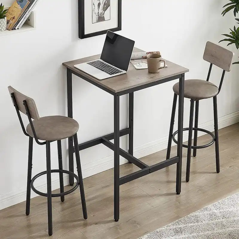 Ensemble table de bar 3 pièces, ensemble table de cuisine pour 2 personnes, tabourets rembourrés