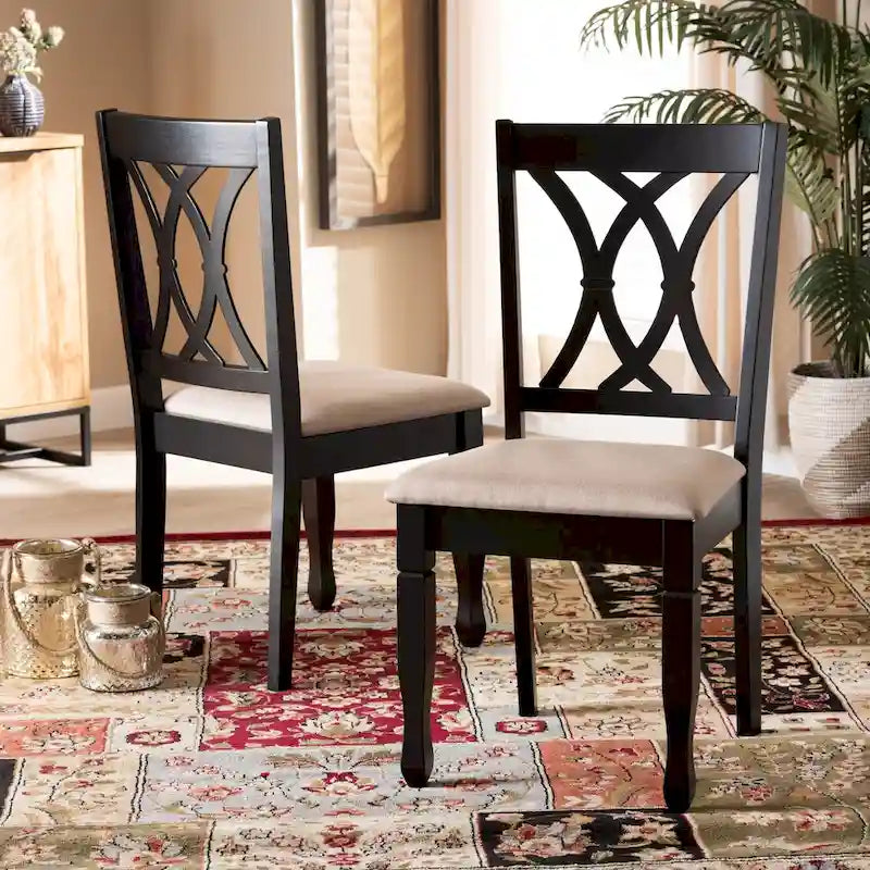 Ensemble de 2 chaises de salle à manger rembourrées Reneau, style moderne et contemporain