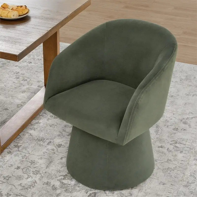 Chaise de salle à manger pivotante moderne Evie, revêtue de tissu.