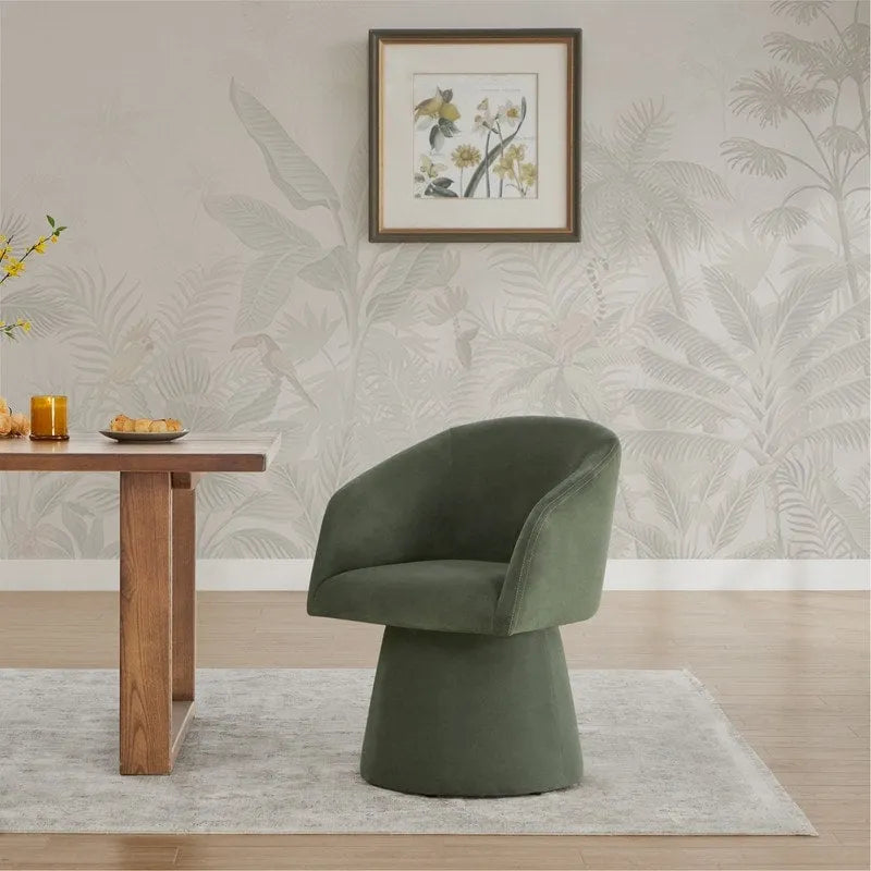 Chaise de salle à manger pivotante moderne Evie, revêtue de tissu.