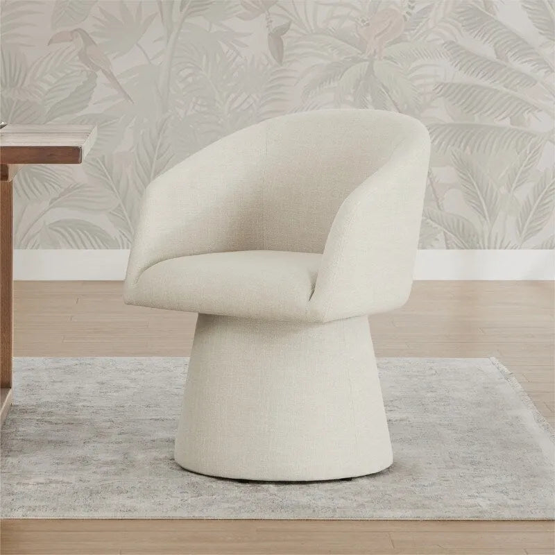 Chaise de salle à manger pivotante moderne Evie, revêtue de tissu.