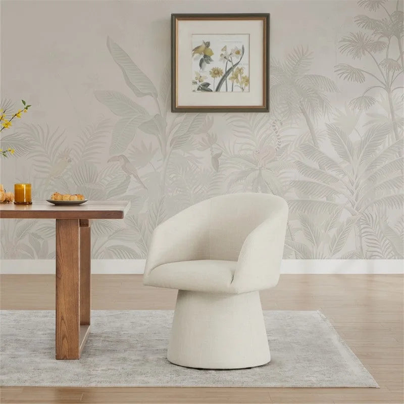Chaise de salle à manger pivotante moderne Evie, revêtue de tissu.