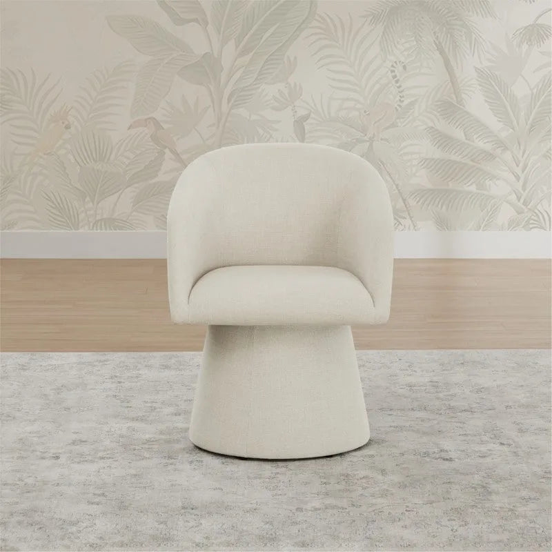 Chaise de salle à manger pivotante moderne Evie, revêtue de tissu.