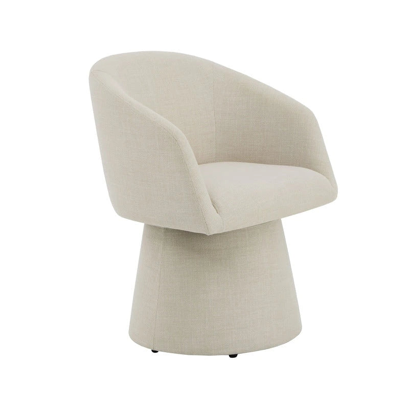 Chaise de salle à manger pivotante moderne Evie, revêtue de tissu.