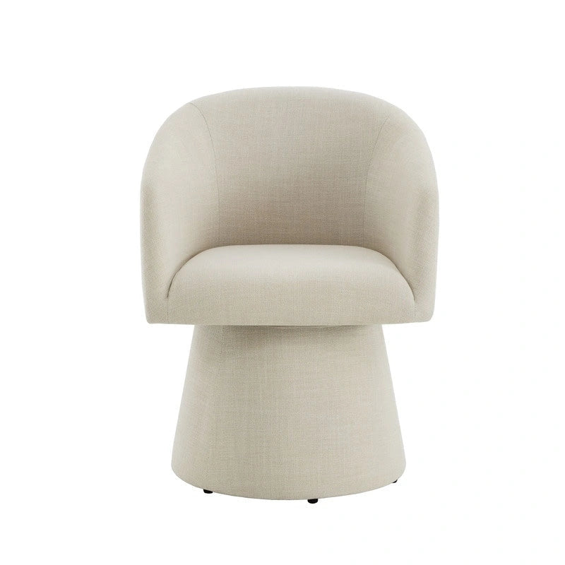 Chaise de salle à manger pivotante moderne Evie, revêtue de tissu.