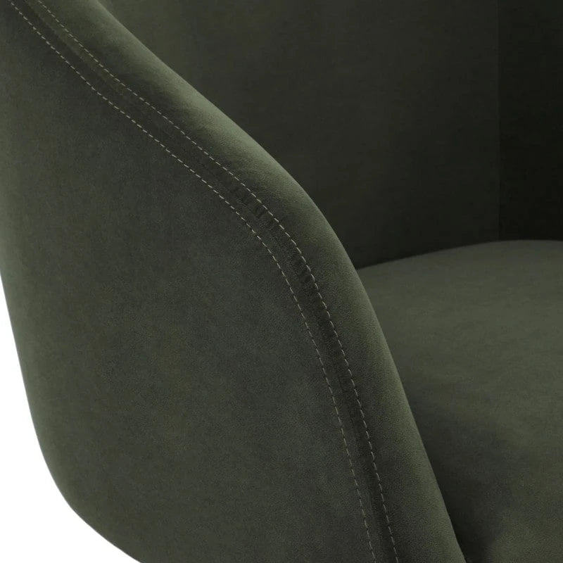 Chaise de salle à manger pivotante moderne Evie, revêtue de tissu.