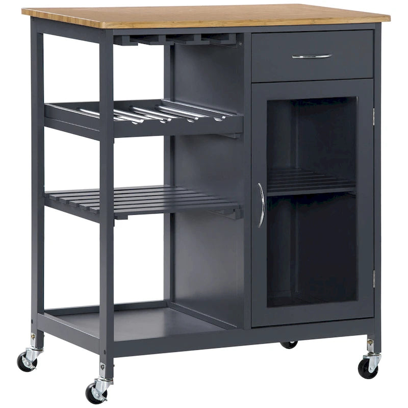 Chariot de cuisine utilitaire HOMCOM, chariot de rangement roulant pour îlot de cuisine