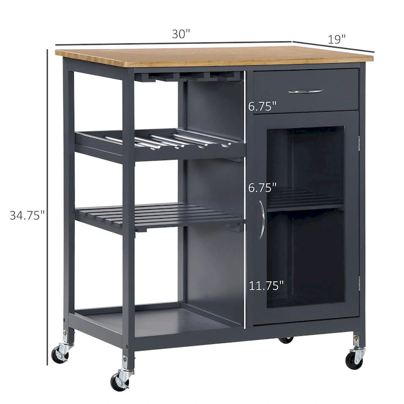 Chariot de cuisine utilitaire HOMCOM, chariot de rangement roulant pour îlot de cuisine