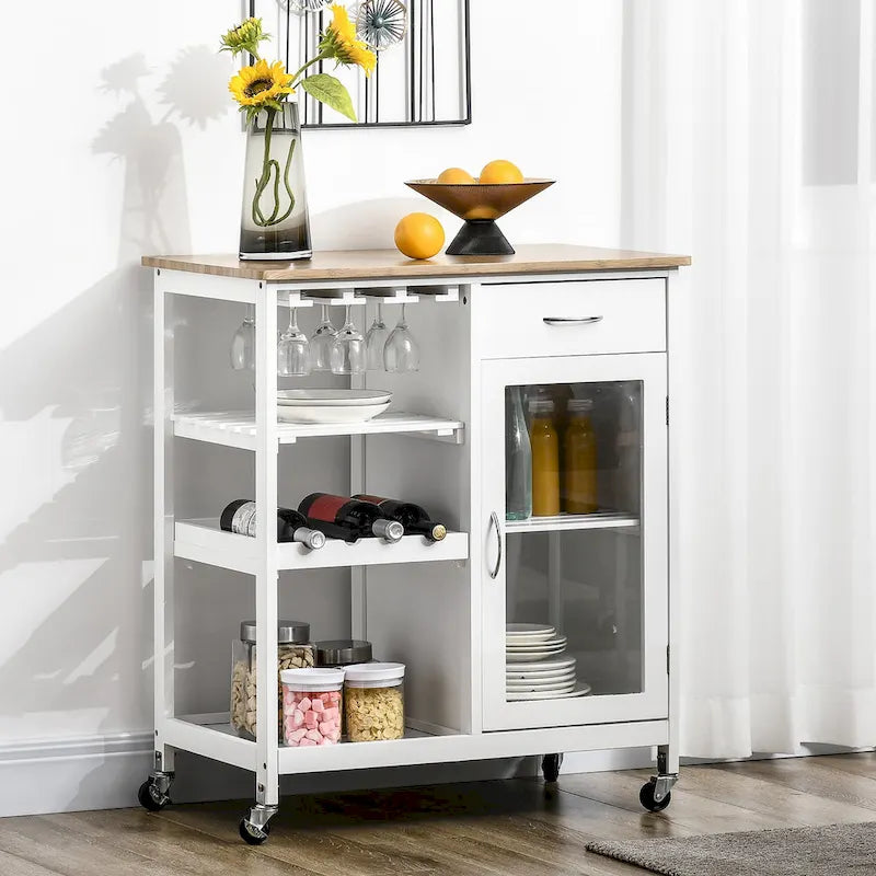 Chariot de cuisine utilitaire HOMCOM, chariot de rangement roulant pour îlot de cuisine