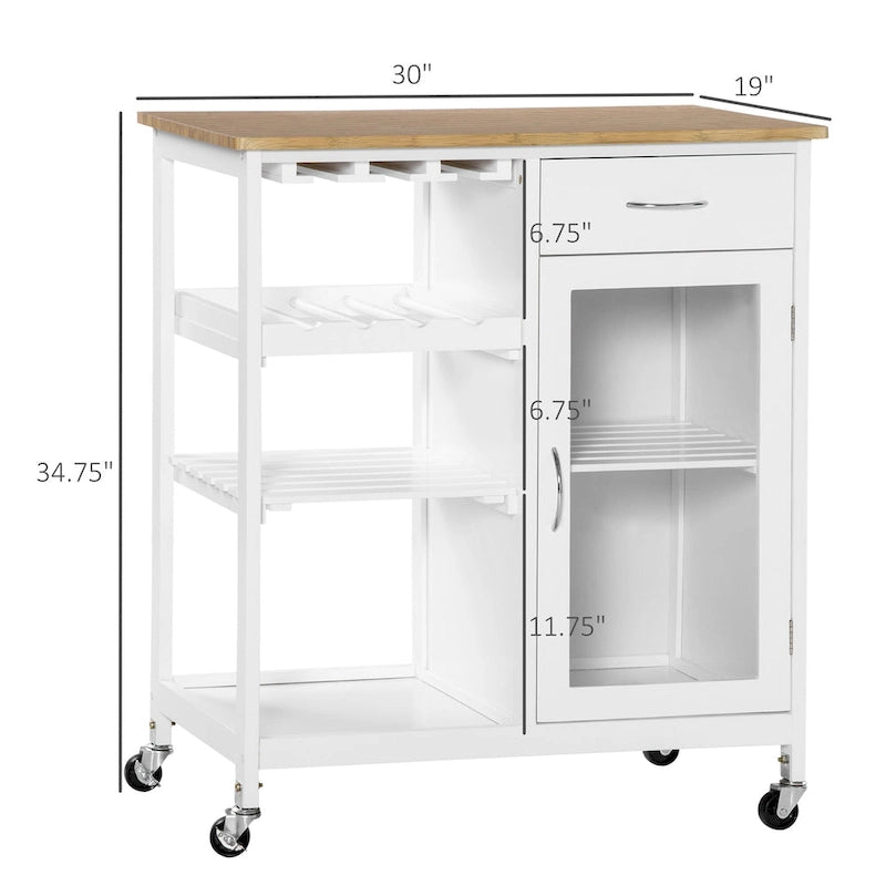 Chariot de cuisine utilitaire HOMCOM, chariot de rangement roulant pour îlot de cuisine