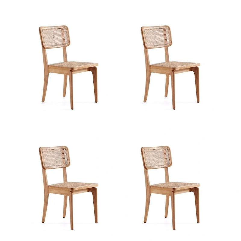 Chaise de salle à manger Manhattan Comfort Giverny en rotin noir et naturel - Lot de 2