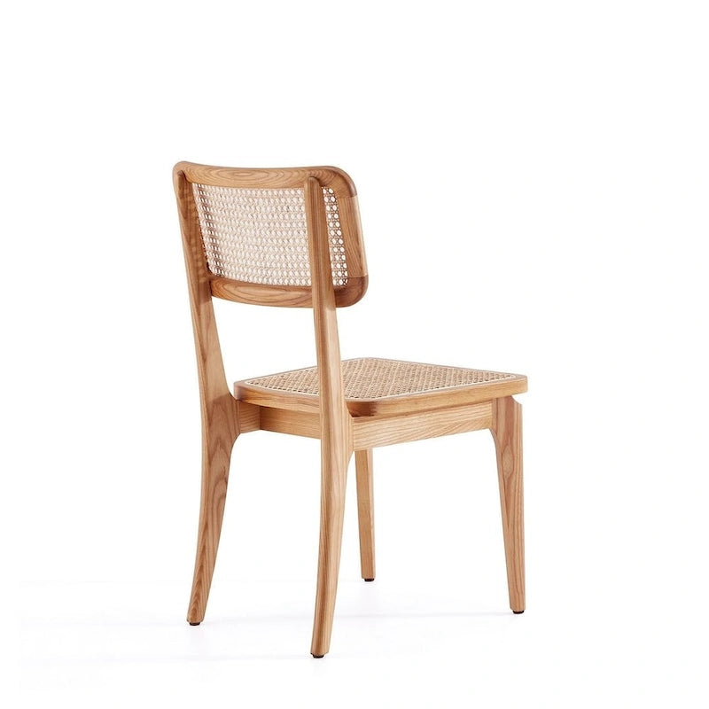 Chaise de salle à manger Manhattan Comfort Giverny en rotin noir et naturel - Lot de 2