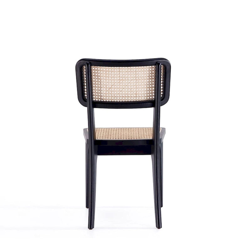 Chaise de salle à manger Manhattan Comfort Giverny en rotin noir et naturel - Lot de 2
