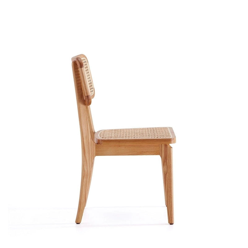 Chaise de salle à manger Manhattan Comfort Giverny en rotin noir et naturel - Lot de 2